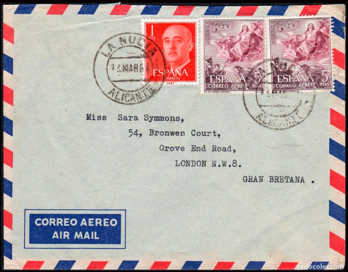 Sellos: Alicante - Edi o 1476(2)+1153 - Sobre &rdquo;La Nucia 13/3/64&rdquo;