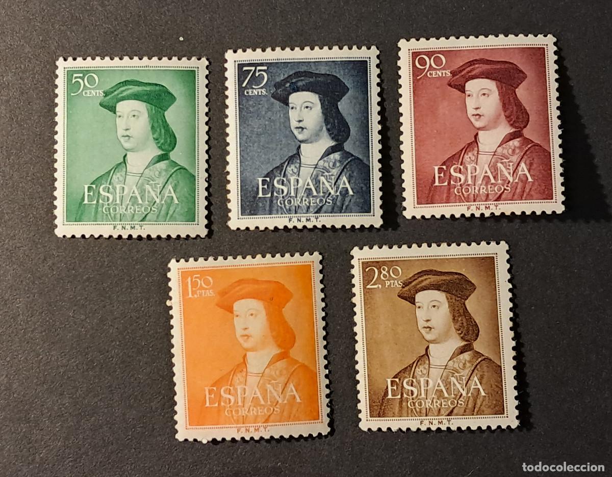 Sellos: Espa&ntilde;a 1952 Edifil 1106-1110 Fernando el Cat&oacute;lico. Nuevos, engomados y con charnela