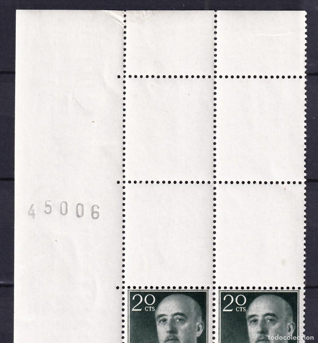 Sellos: ESPA&Ntilde;A, 1955 EDIFIL N&ordm; 1145 /**/, [Bloque de ocho, parte superior cuatro sellos sin imprimir.]