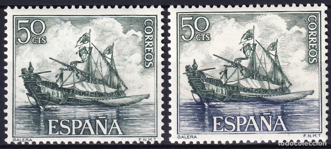 Sellos: ESPA&Ntilde;A, 1964 EDIFIL N&ordm; 1602ef /**/, 50 c. verde, [Falta un color.]