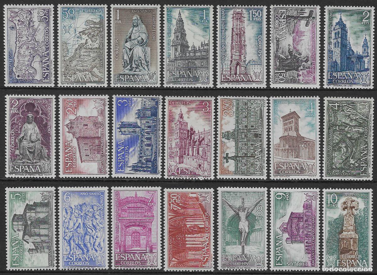Sellos: Espa&ntilde;a 1971 A&ntilde;o Santo Compostelano. Los 3 grupos, 21 valores. Nuevo MNH.