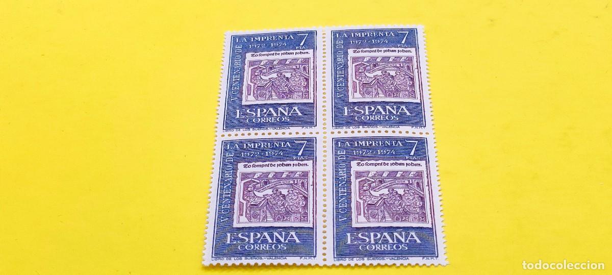 Sellos: Espa&ntilde;a 1973. Edifil 2165. V centenario de la imprenta. Libro de los Sue&ntilde;os. Nuevos. Bloque de 4