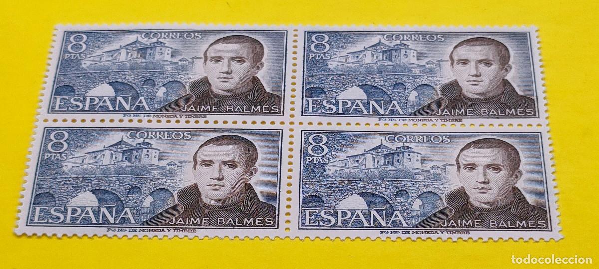 Sellos: Espa&ntilde;a 1974. Edifil 2180. Personajes espa&ntilde;oles. Jaime Balmes. Nuevos. Bloque de 4