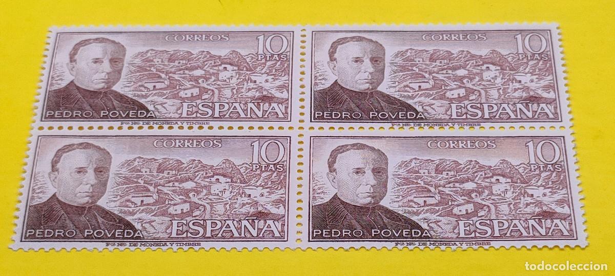 Sellos: Espa&ntilde;a 1974. Edifil 2181. Personajes espa&ntilde;oles. Padre Pedro Poveda. Nuevos. Bloque de 4