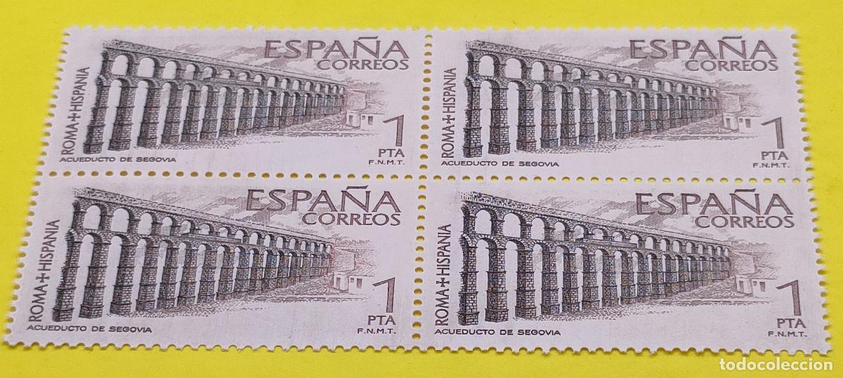 Sellos: Espa&ntilde;a 1974. Edifil 2184. Roma-Hispania. Acueducto de Segovia. Nuevos. Bloque de 4
