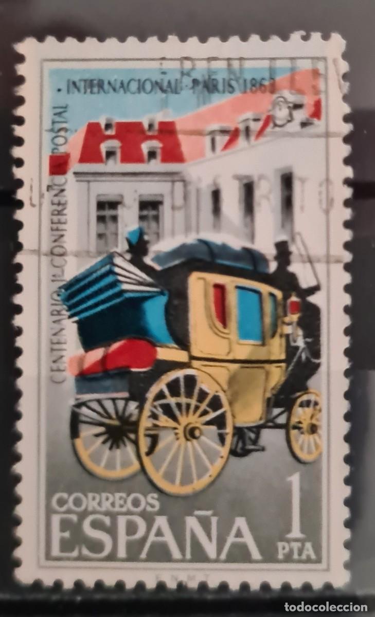 Stamps: Sello usado de Espa&ntilde;a 1963: Centenario de la primera conferencia postal internacional, Par&iacute;s