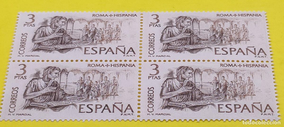 Sellos: Espa&ntilde;a 1974. Edifil 2186. Roma-Hispania. Marco Valerio Marcial. Nuevos. Bloque de 4
