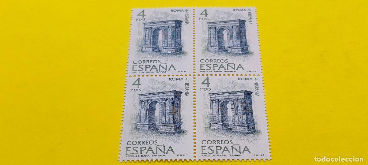 Sellos: Espa&ntilde;a 1974. Edifil 2187. Roma-Hispania. Arco de Bar&aacute;. Nuevos. Bloque de 4