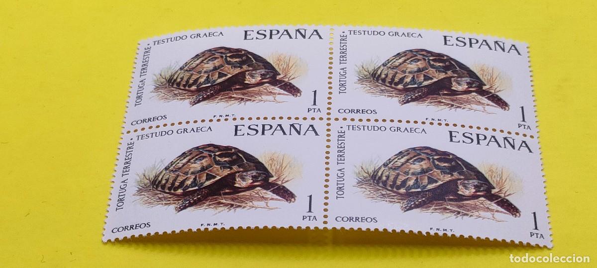 Sellos: Espa&ntilde;a 1974. Edifil 2192. Fauna hisp&aacute;nica. Tortuga terrestre. Nuevos. Bloque de 4