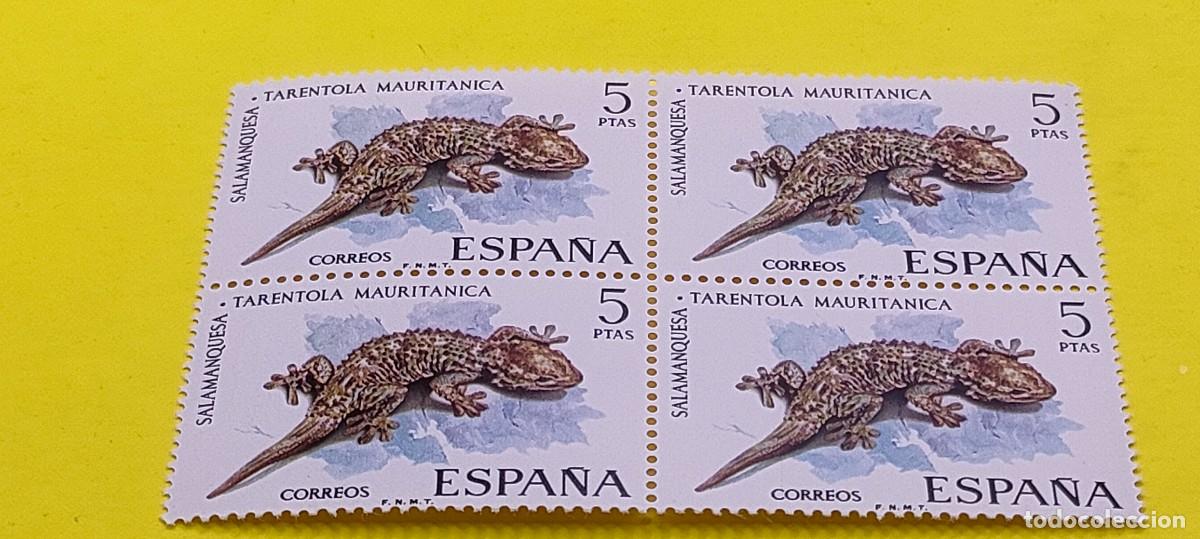 Sellos: Espa&ntilde;a 1974. Edifil 2194. Fauna hisp&aacute;nica. Salamanquesa. Nuevos. Bloque de 4