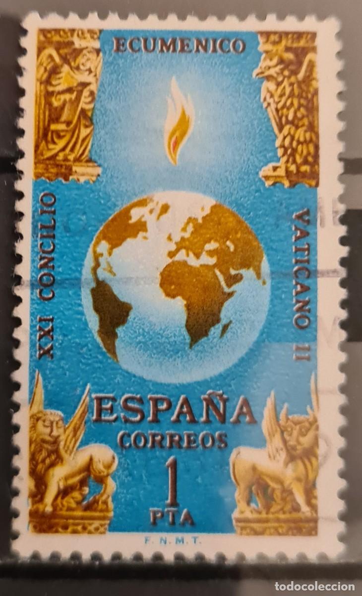 Sellos: Sello usado de Espa&ntilde;a 1965: Clausura del II Concilio Vaticano ecum&eacute;nico
