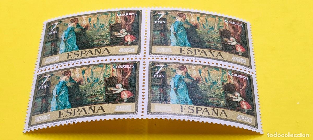 Sellos: Espa&ntilde;a 1974. Edifil 2208. Eduardo Rosales. Los primeros pasos. Nuevos. Bloque de 4