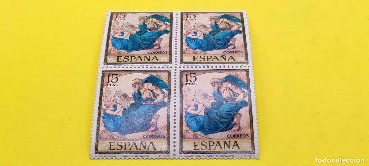 Sellos: Espa&ntilde;a 1974. Edifil 2210. Eduardo Rosales. El Evangelista San Mateo. Nuevos. Bloque de 4
