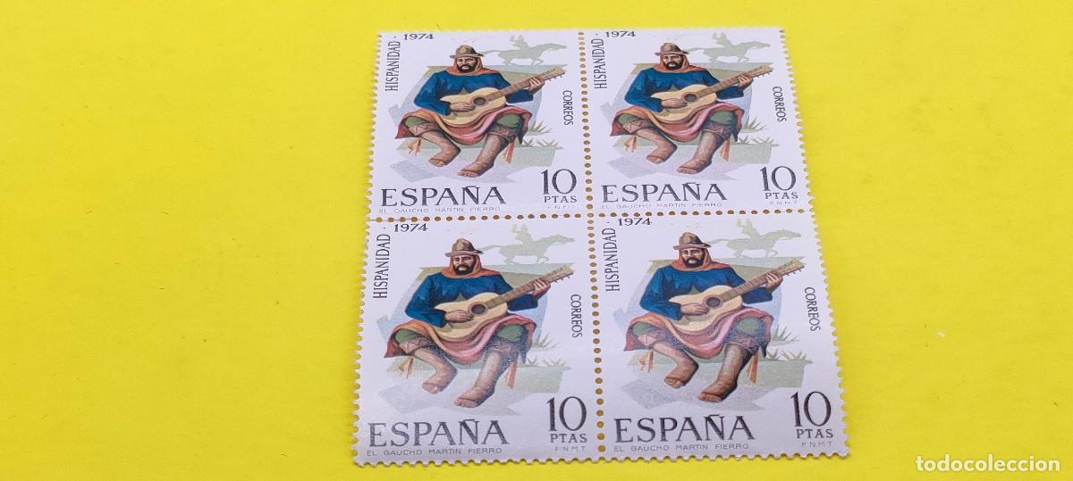 Sellos: Espa&ntilde;a 1974. Edifil 2216. Hispanidad. El Gaucho Mart&iacute;n Fierro. Nuevos. Bloque de 4