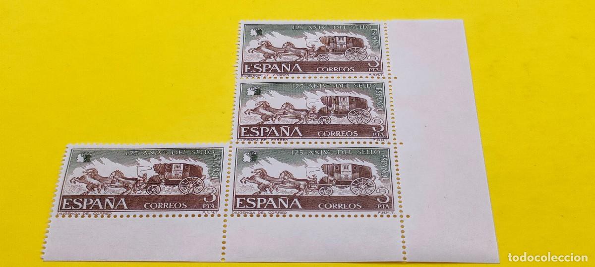 Sellos: Espa&ntilde;a 1975. Edifil 2233. 125 aniversario del sello espa&ntilde;ol. Diligencia correo. Nuevos. Bloque de 4