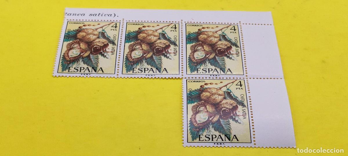 Sellos: Espa&ntilde;a 1975. Edifil 2257. Flora. Casta&ntilde;o. Nuevos. Bloque de 4