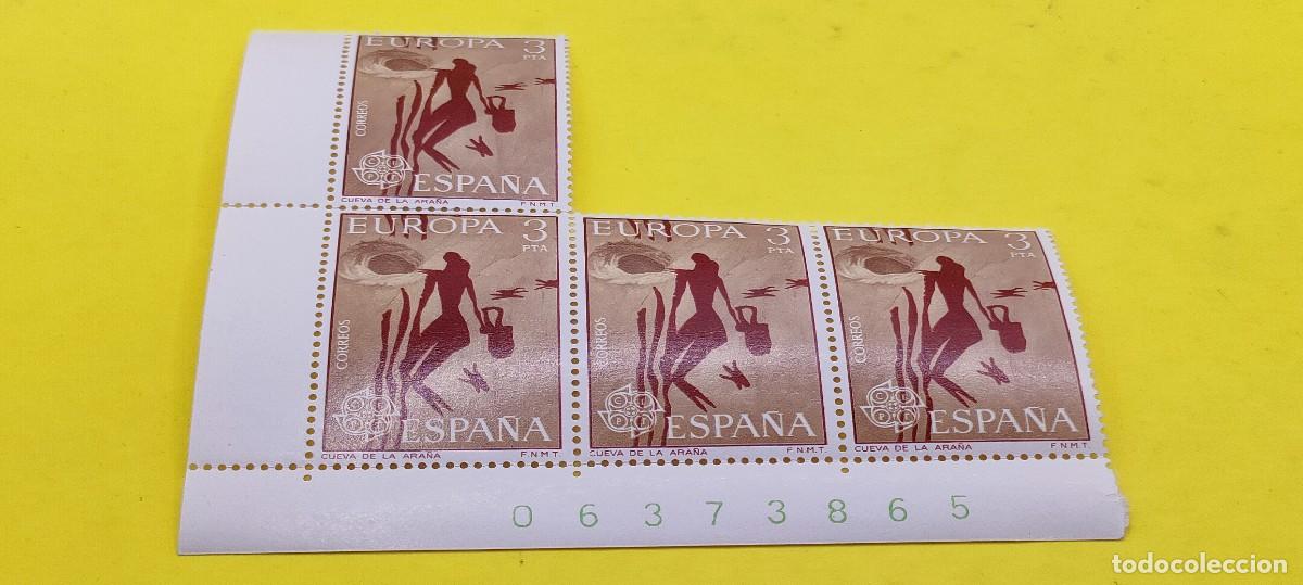 Sellos: Espa&ntilde;a 1975. Edifil 2259. Europa-CEPT. Cueva de la Ara&ntilde;a. Nuevos. Bloque de 4