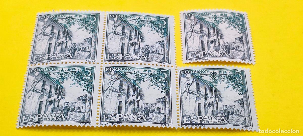 Sellos: Espa&ntilde;a 1975. Edifil 2270. Serie tur&iacute;stica. Mijas, M&aacute;laga. Nuevos. Bloque de 5 y 1 suelto