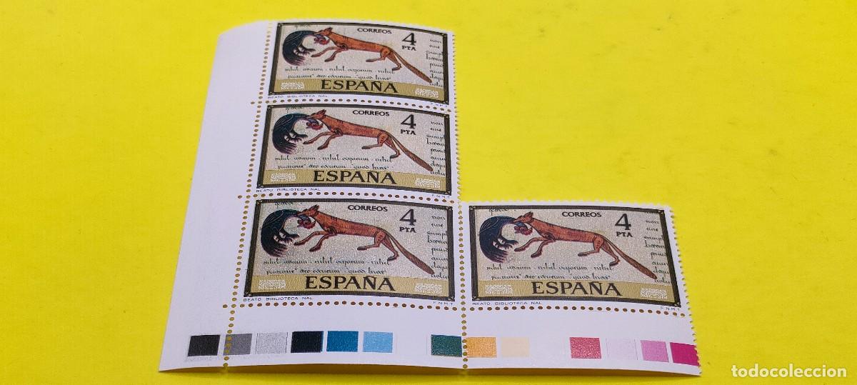Sellos: Espa&ntilde;a 1975. Edifil 2287. C&oacute;dices. Biblioteca Nacional. Nuevos. Bloque de 4