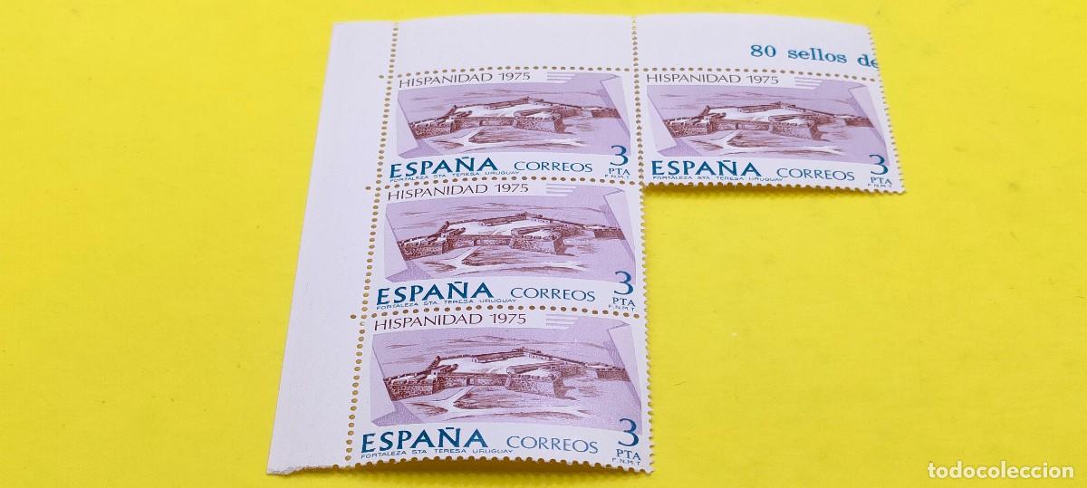 Sellos: Espa&ntilde;a 1975. Edifil 2295. Hispanidad. Uruguay. Fortaleza de Santa Teresa. Nuevos. Bloque de 4