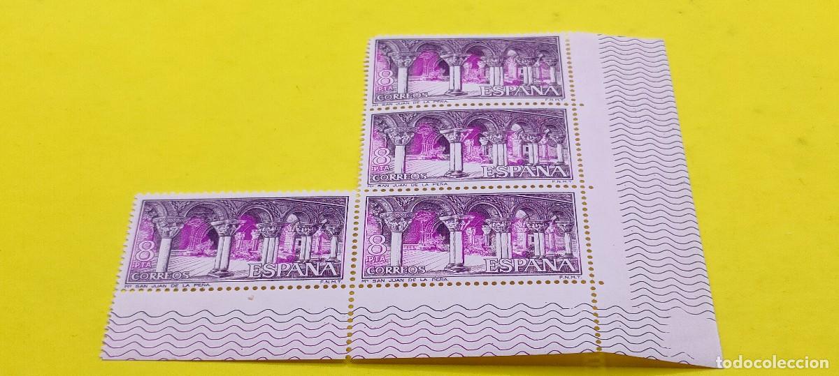 Sellos: Espa&ntilde;a 1975. Edifil 2298. Monasterio San Juan de la Pe&ntilde;a. Claustro. Nuevos. Bloque de 4