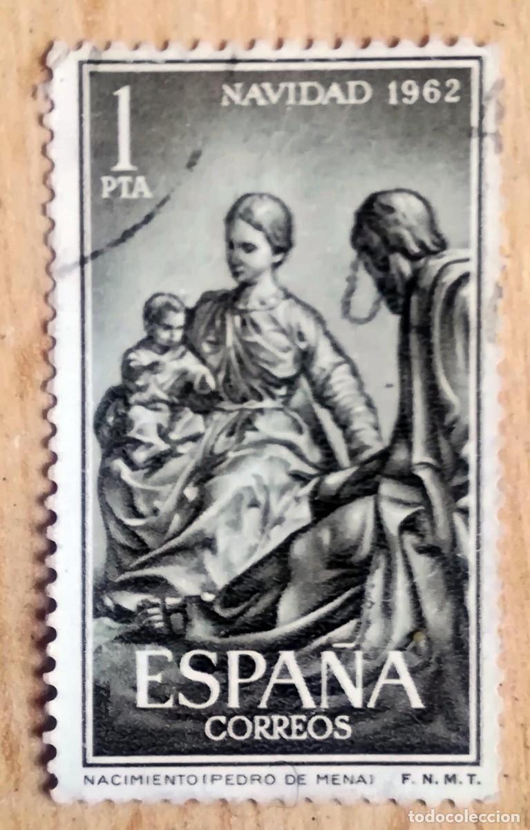 Sellos: Nacimiento, de Pedro de Mena. Edifil N&ordm; 1478. Navidad 1962.