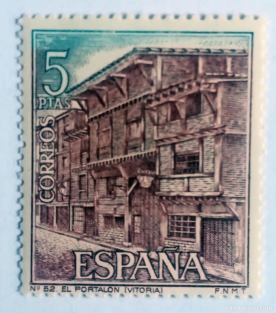 Sellos: Turismo N&ordm; 52. El Portal&oacute;n (Vitoria). Correos 5 ptas. Edifil 1987.