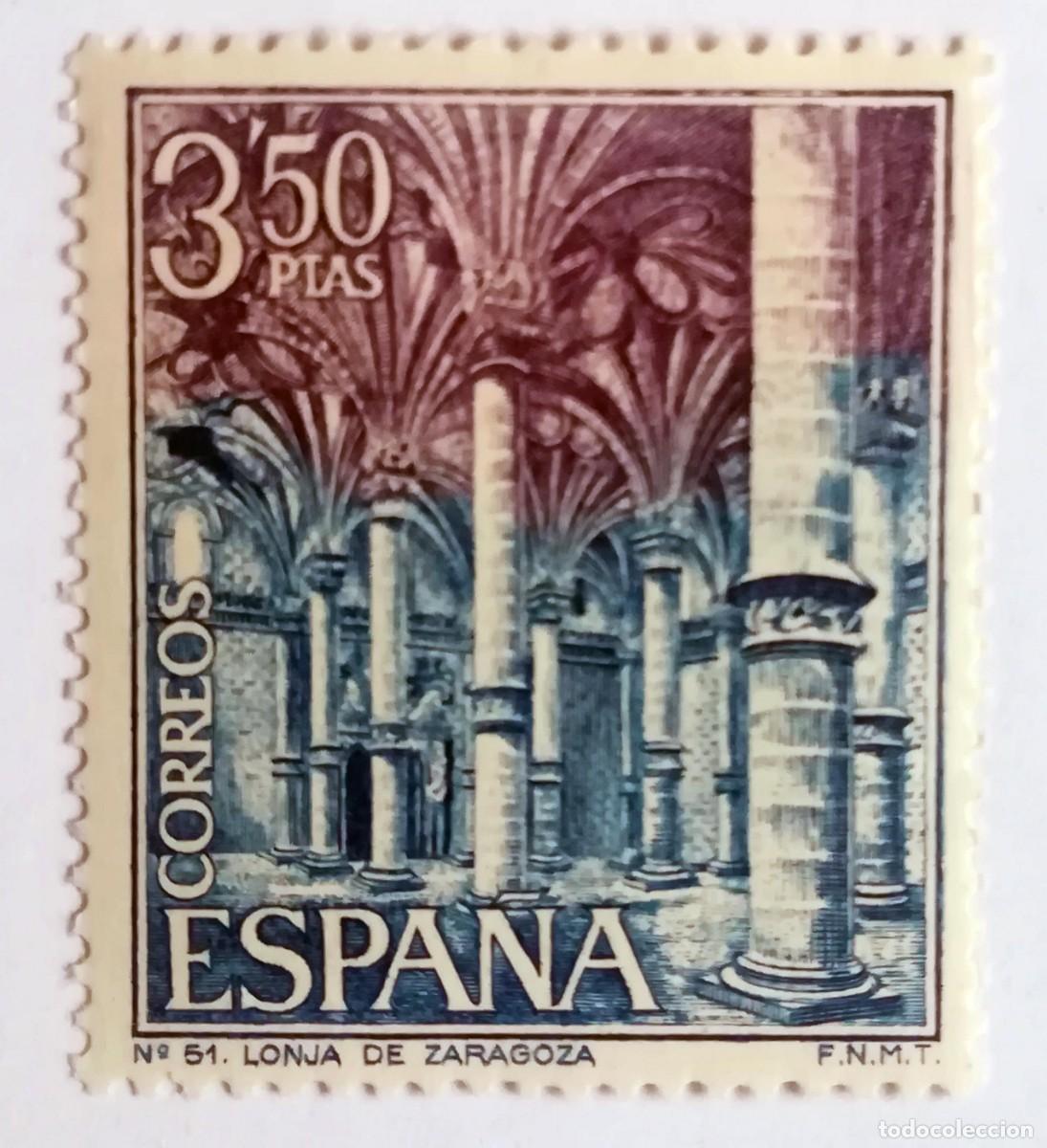 Sellos: Turismo N&ordm; 51. Lonja de Zaragoza. Correos 3,50 ptas. Edifil 1986.