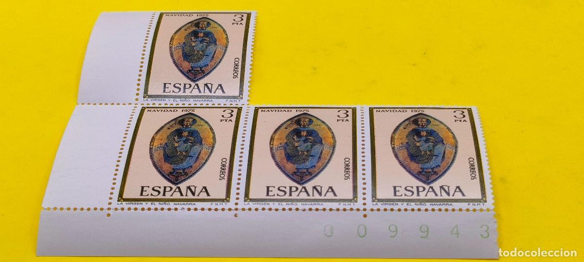 Sellos: Espa&ntilde;a 1975. Edifil 2300. Navidad. Virgen y Ni&ntilde;o. Santuario S. Miguel (Navarra). Nuevos. Bloque de 4