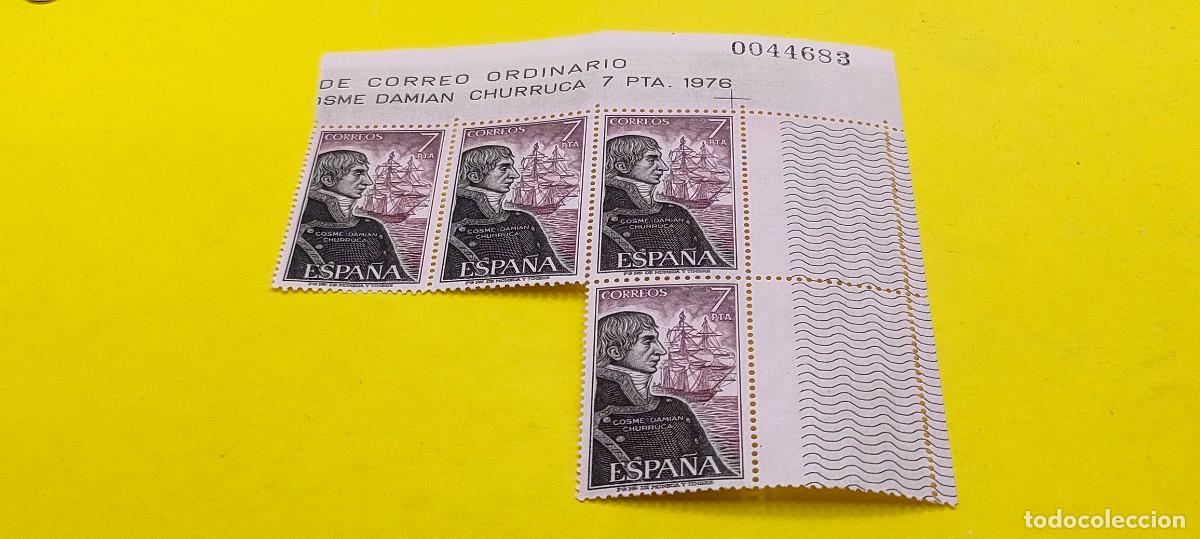 Sellos: Espa&ntilde;a 1976. Edifil 2308. Personajes espa&ntilde;oles. Cosme Dami&aacute;n Churruca. Nuevos. Bloque de 4