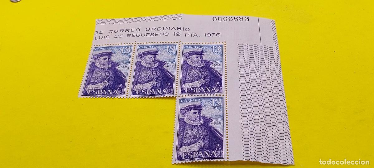 Sellos: Espa&ntilde;a 1976. Edifil 2309. Personajes espa&ntilde;oles. Luis de Reques&eacute;ns. Nuevos. Bloque de 4
