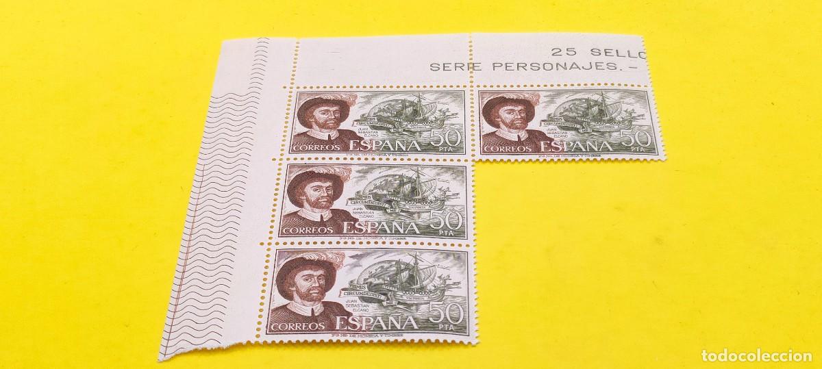 Sellos: Espa&ntilde;a 1976. Edifil 2310. Personajes espa&ntilde;oles. Juan Sebasti&aacute;n Elcano. Nuevos. Bloque de 4
