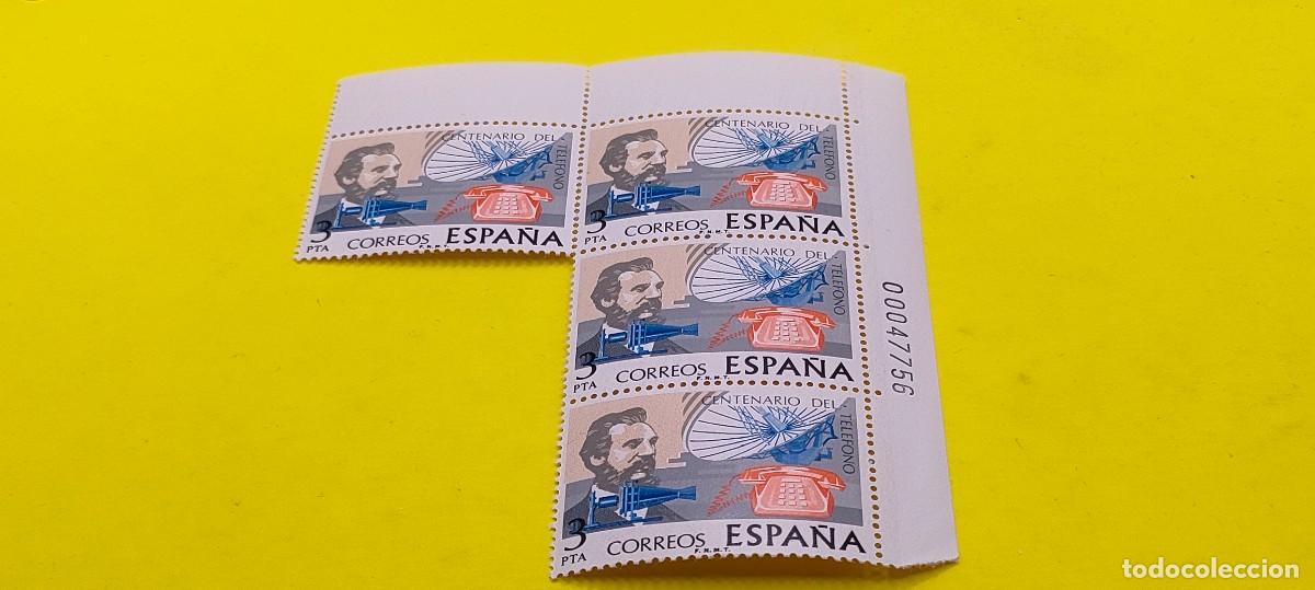 Sellos: Espa&ntilde;a 1976. Edifil 2311. Centenario del tel&eacute;fono. Graham Bell. Nuevos. Bloque de 4