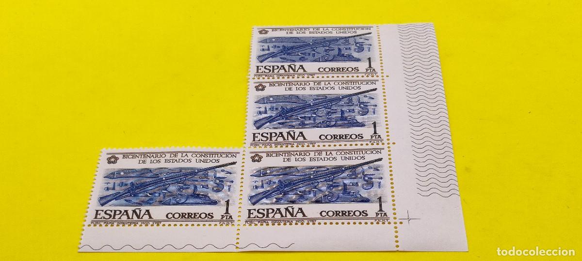 Sellos: Espa&ntilde;a 1976. Edifil 2322. Bicentenario Independencia Estados Unidos. Fusil 1757. Nuevos. Bloque de 4