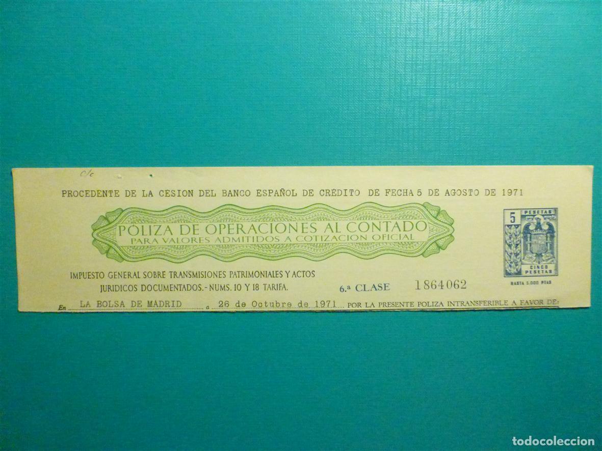Sellos: Cabecera - Timbre - Tasa Papeles Documentos - P&oacute;liza Operaciones Contado 6&ordf; Clase - 5 Pesetas