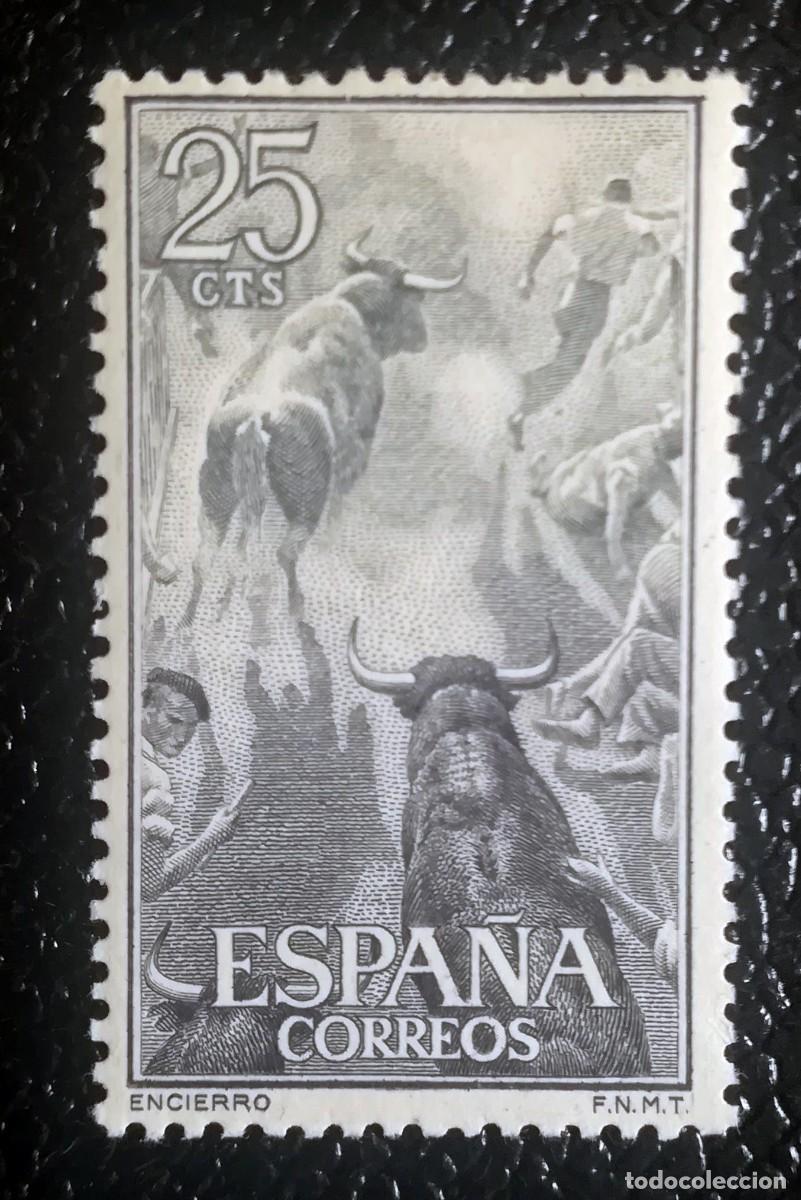 Sellos: Serie Fiesta Nacional. Tauromaquia. Encierro. 1960. Edifil 1256.