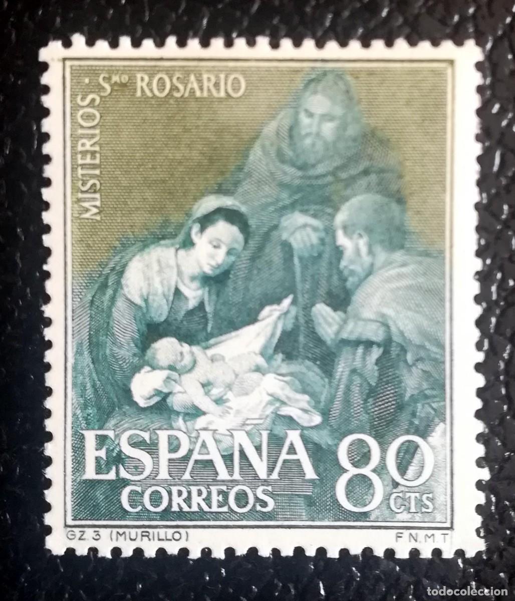 Sellos: Serie Misterios del Santo Rosario. Nacimiento de Jes&uacute;s (Murillo). Edifil 1464.