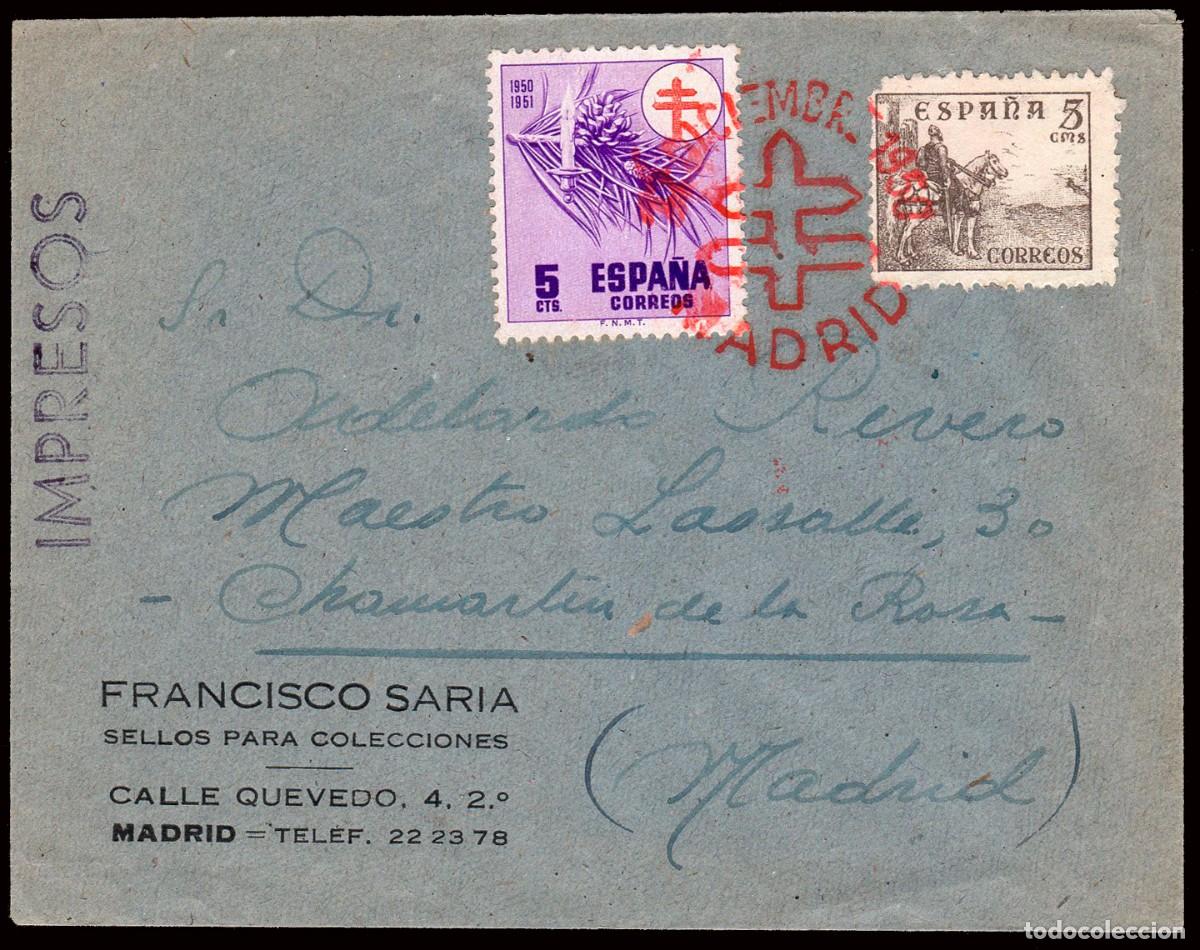 Sellos: Espa&ntilde;a - Edii o 916+1084 - Sobre primer d&iacute;a Mat &rdquo;22/Dic./50 - Madrid&rdquo;