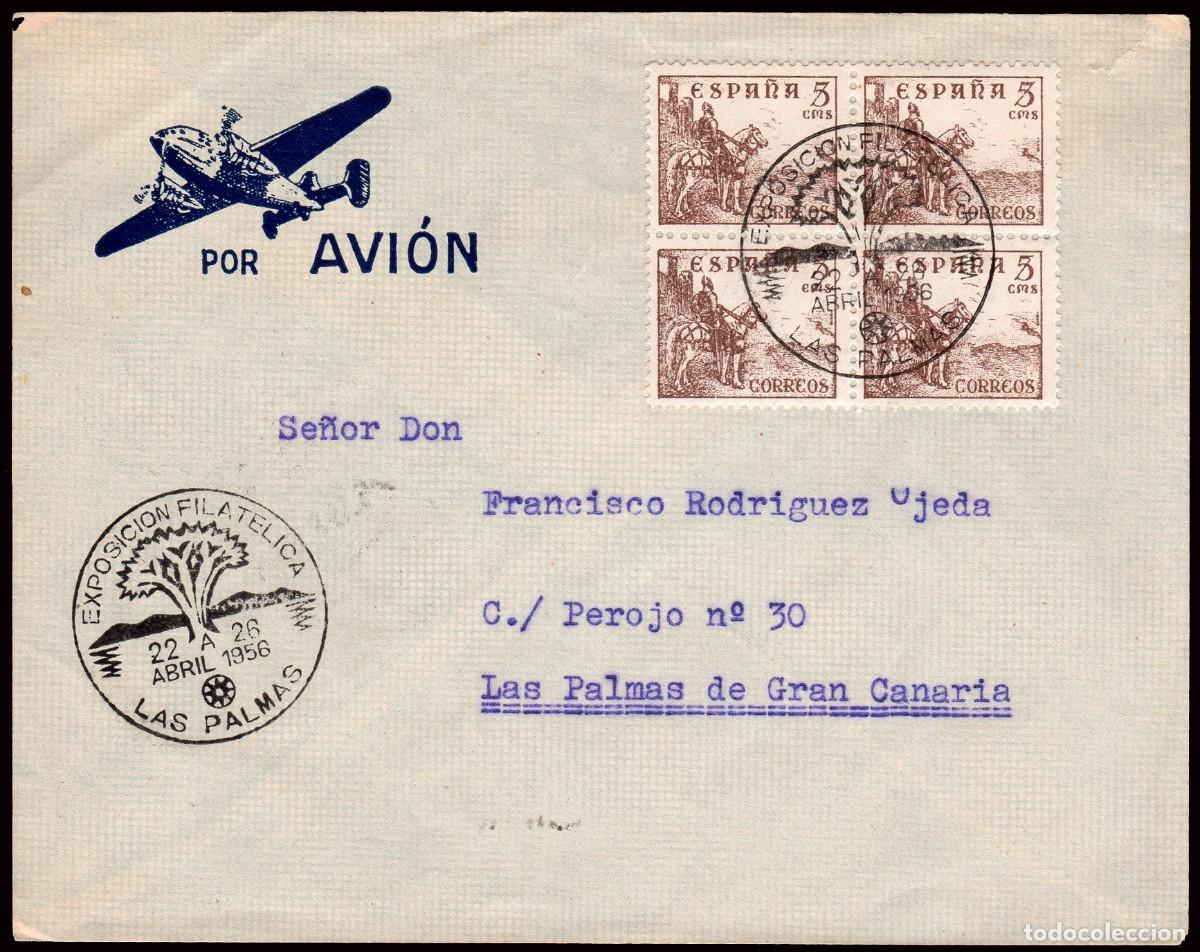 Sellos: Canarias - Edi o 1044 - Sobre Mat especial &rdquo;Exp. Filat&eacute;lica 22 a 26 abril 1956 - Las Palmas&rdquo;