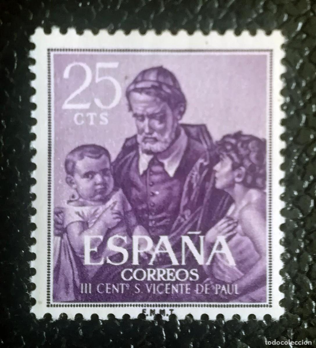 Sellos: III Centenario de la Muerte de San Vicente de Pa&uacute;l (1660-1960) Edifil 1297