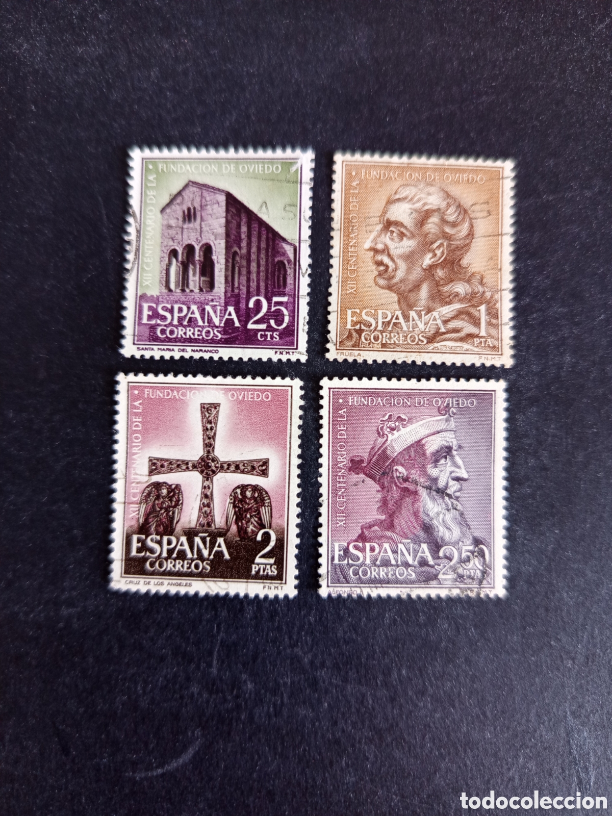 Sellos: Espa&ntilde;a, 1961. 1200 A&ntilde;os Fundaci&oacute;n de Oviedo. Edifil 1394/7. Pedido m&iacute;nimo 3 &euro;. Ver fotos.