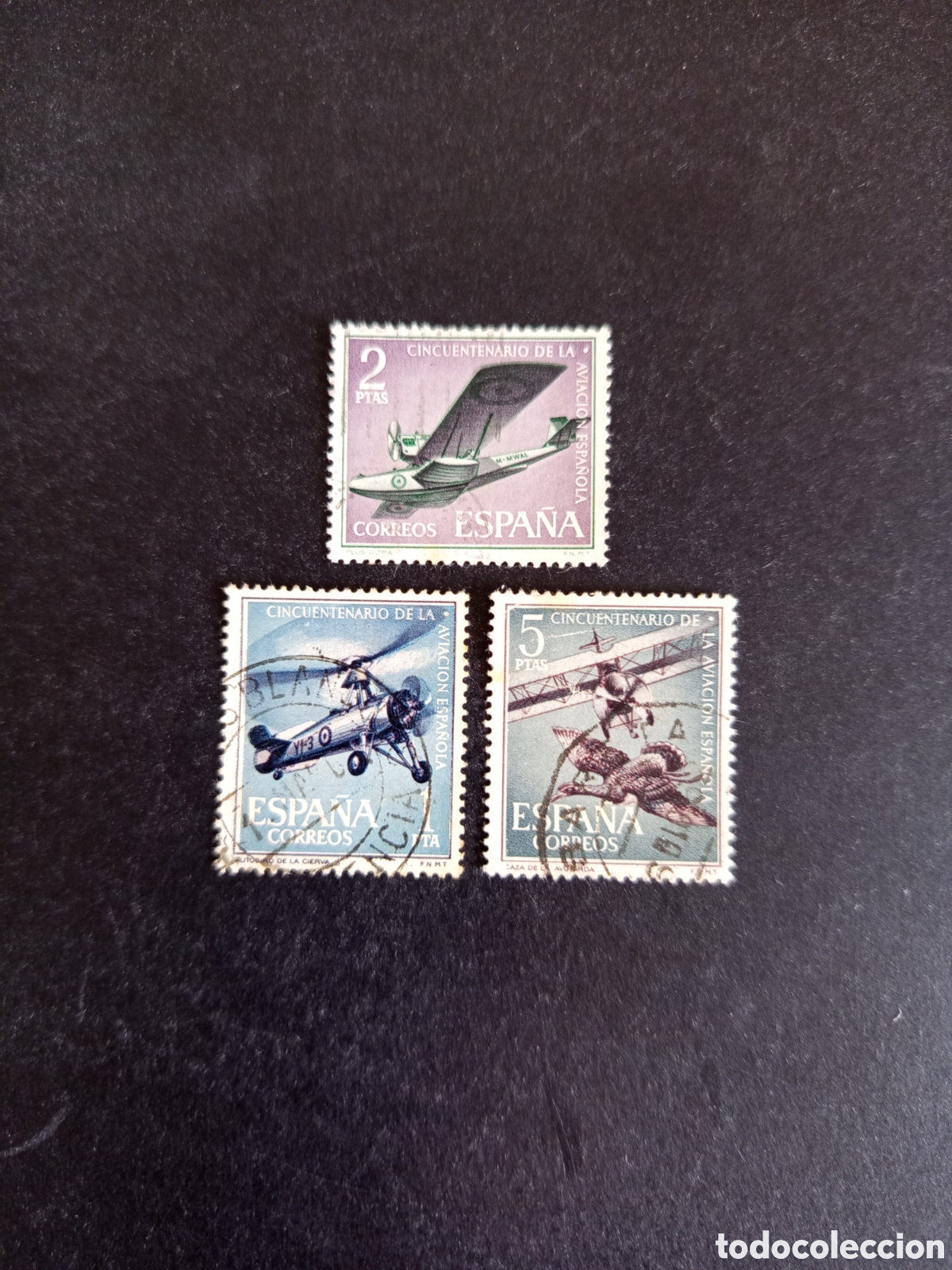 Sellos: Espa&ntilde;a, 1961. Aviaci&oacute;n Espa&ntilde;ola. Edifil 1401/2 y 1404. Pedido m&iacute;nimo 3 &euro;. Ver fotos.