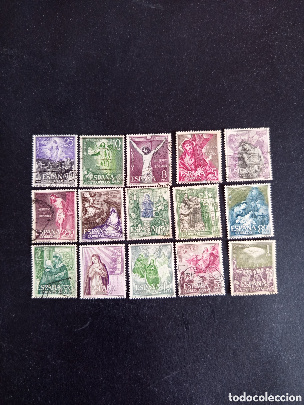 Sellos: Espa&ntilde;a, 1962. Misterios del Santo Rosario. Edifil 1463/77. Pedido m&iacute;nimo 3 &euro;. Ver fotos.