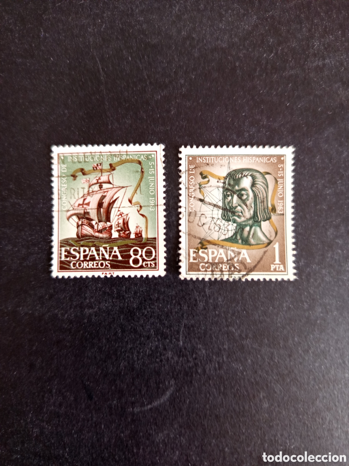 Sellos: Espa&ntilde;a, 1963. Naves de Col&oacute;n y Col&oacute;n. Edifil 1514/5. Pedido m&iacute;nimo 3 &euro;. Ver fotos.