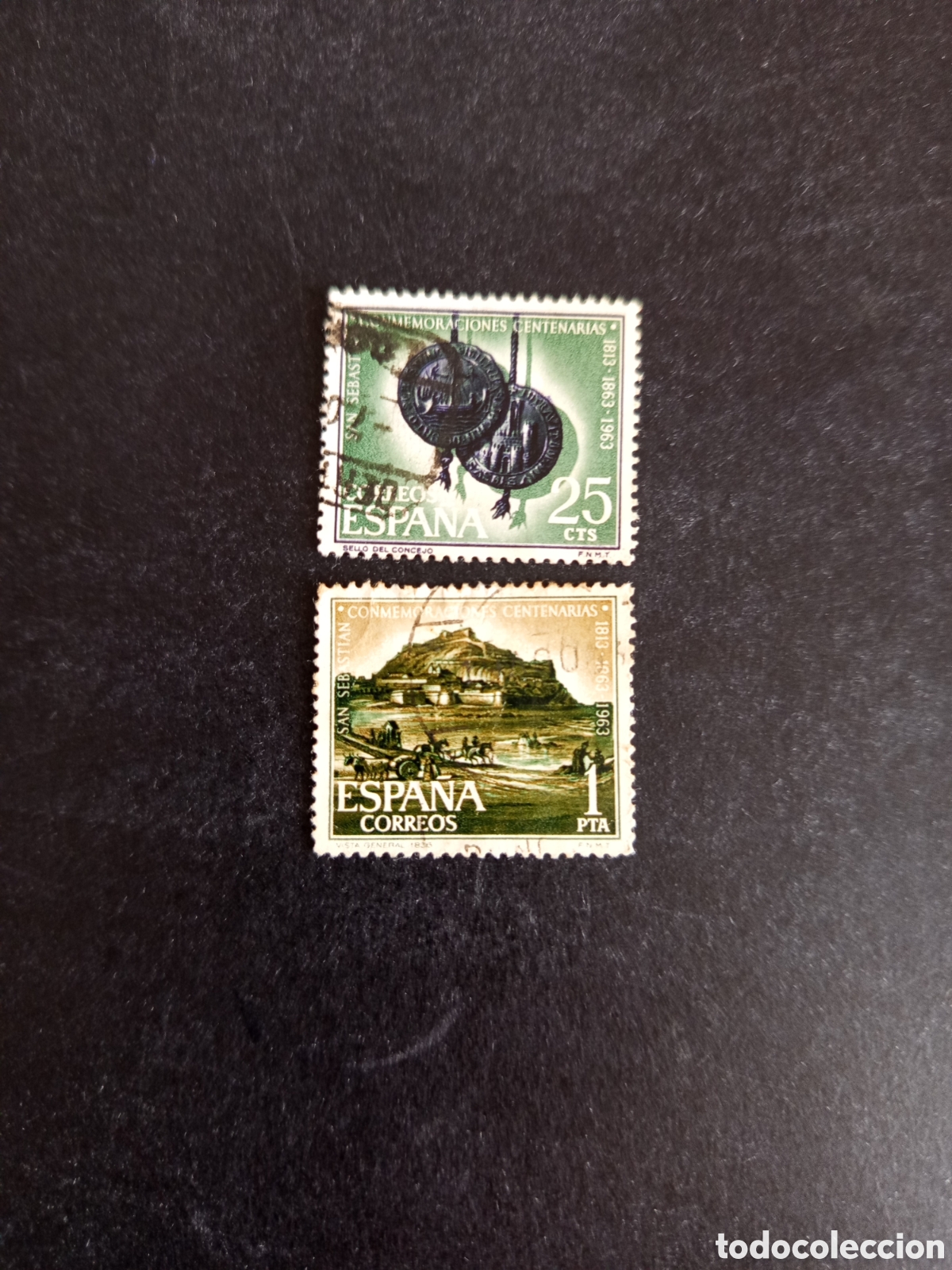 Sellos: Espa&ntilde;a, 1963. San Sebasti&aacute;n. Edifil 1516 y 1518. Pedido m&iacute;nimo 3 &euro;. Ver fotos.