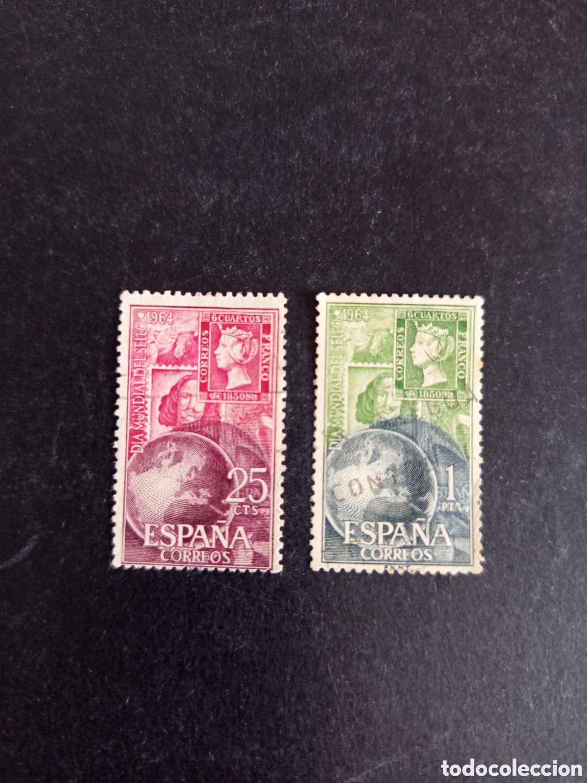 Sellos: Espa&ntilde;a, 1964. D&iacute;a Mundial del Sello. Edifil 1595/6. Pedido m&iacute;nimo 3 &euro;. Ver fotos.