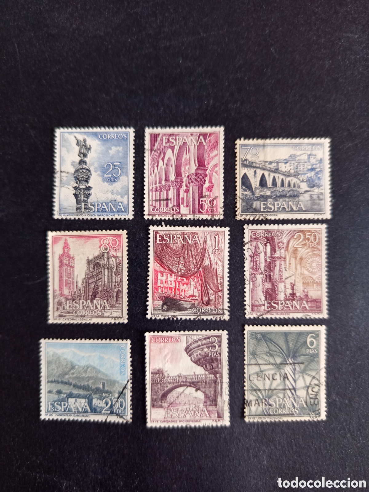 Sellos: Espa&ntilde;a, 1965. Paisajes y monumentos. Edifil 1643; 1645/52. Pedido m&iacute;nimo 3 &euro;. Ver fotos.