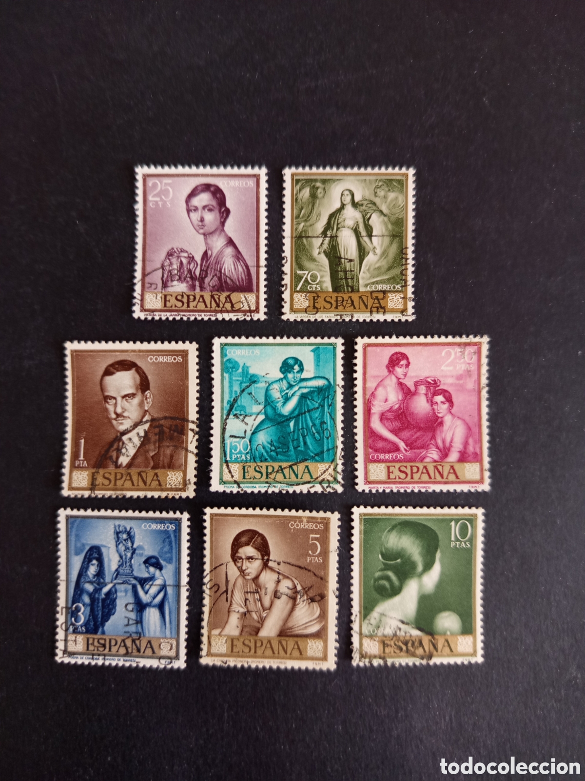 Sellos: Espa&ntilde;a, 1965. D&iacute;a del Sello. Romero de Torres. Edifil 1557; 1559; 1561/6. Pedido m&iacute;nimo 3 &euro;.