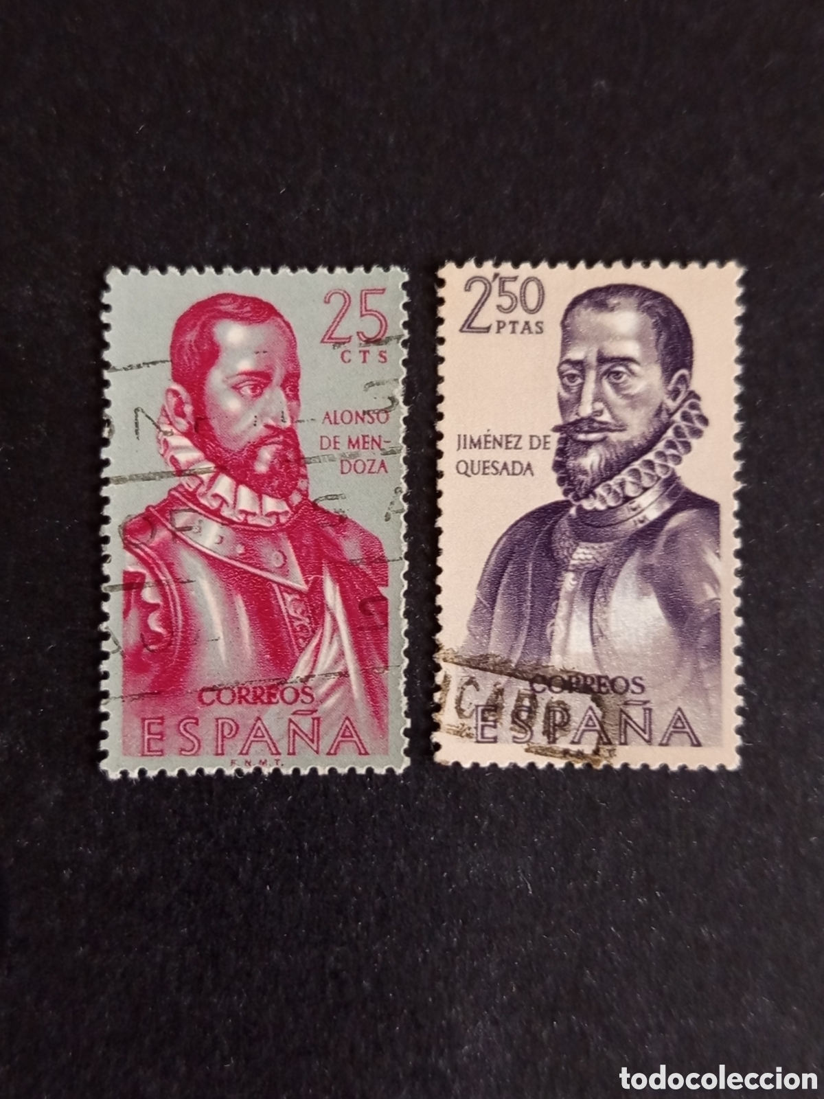 Sellos: Espa&ntilde;a, 1962. Forjadores de Am&eacute;rica. Edifil 1454 y 1459. Pedido m&iacute;nimo 3 &euro;. Ver fotos.