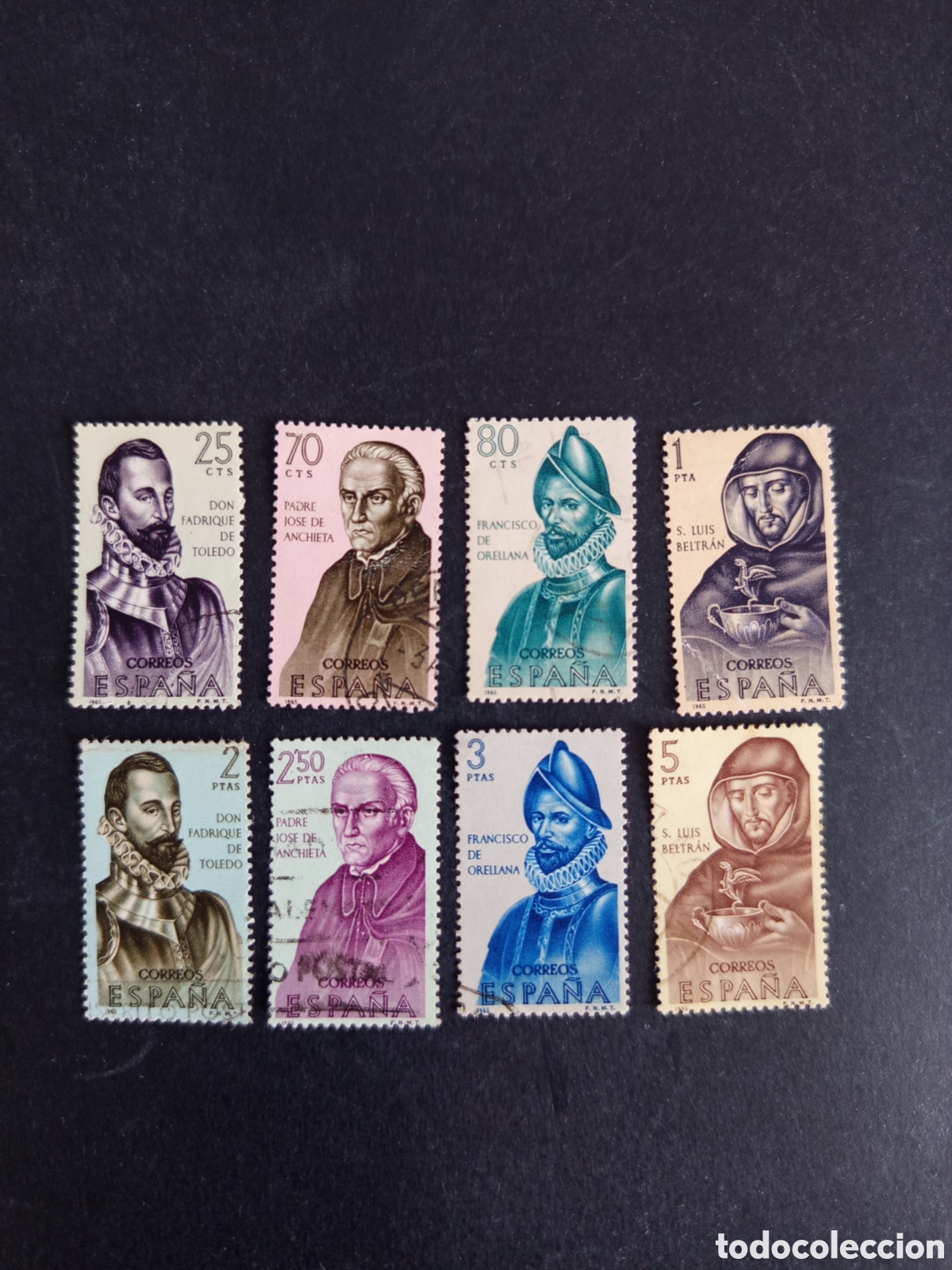 Sellos: Espa&ntilde;a, 1965. Forjadores de Am&eacute;rica. Edifil 1678/85. Pedido m&iacute;nimo 3 &euro;. Ver fotos.